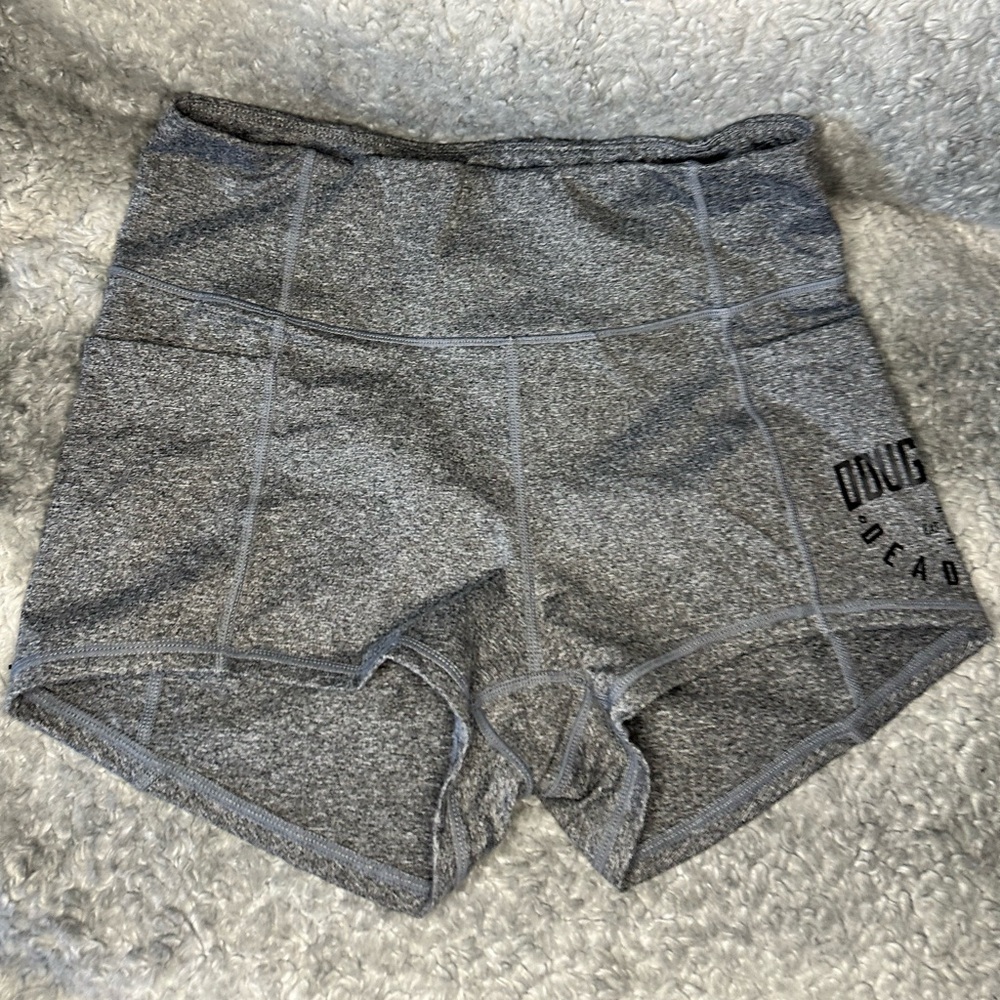 Gray Doughnuts and Deadlifts Women's athletic Shorts